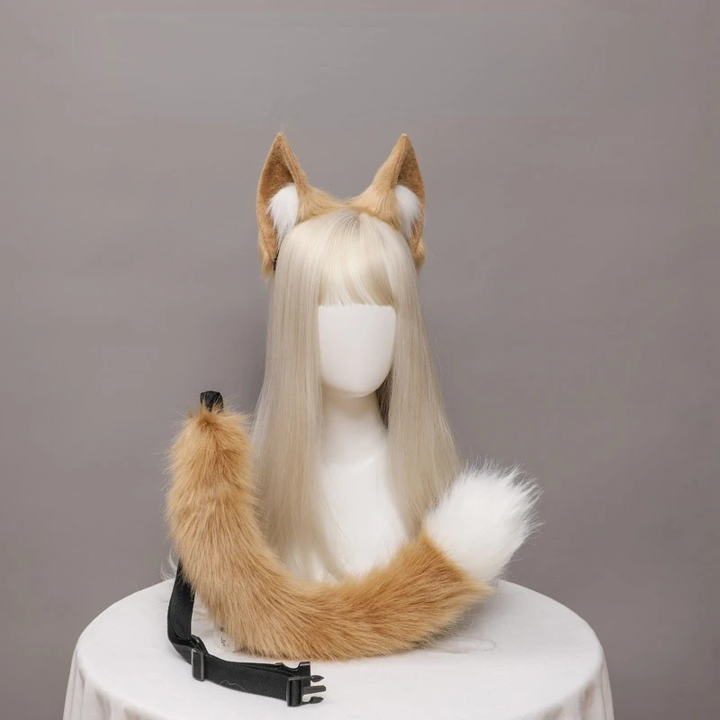 

Fox Ears Tail Handmade Performance Plush Animal Ears Animal Tail Props Accessories Set Stage Costumes and Performances