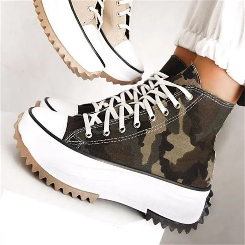 

Fashion Army Green Sneakers Comfortable Non-slip Zapatos De Tenis Lace Up Female Casual Platform Shoes Women's Vulcanize Shoes