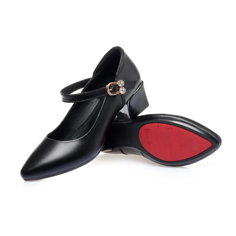 DIMANYU Women Office Shoes Large Size 41 42 43 Spring Genuine Leather Women Commuter Shoes Round Toe Shallow Mouth Ladies Shoes