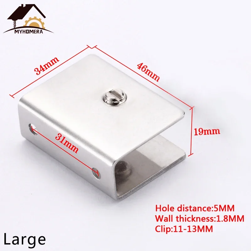 4 Pieces Adjustable 5-13mm Stainless Steel Glass Clamps Square Shelves Support Corner Bracket Glass Clips Wall Mounted