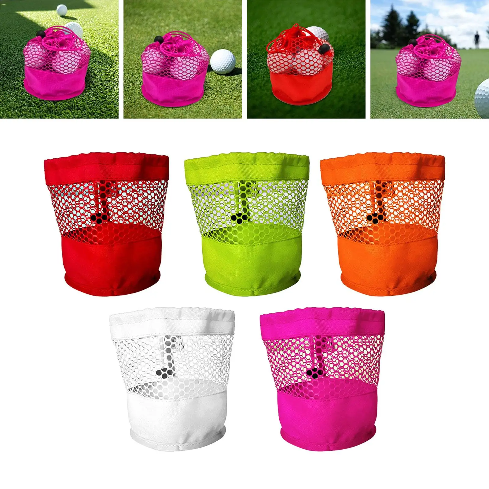 Golf Ball Bag Drawstring Mesh Bag Holder Portable Net Drawstring Pouch for Diving Gym Sports Tennis Balls Washing Toys