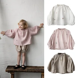 Image for 2023 Autumn New Girls' Cotton and Linen Puff Sleev 