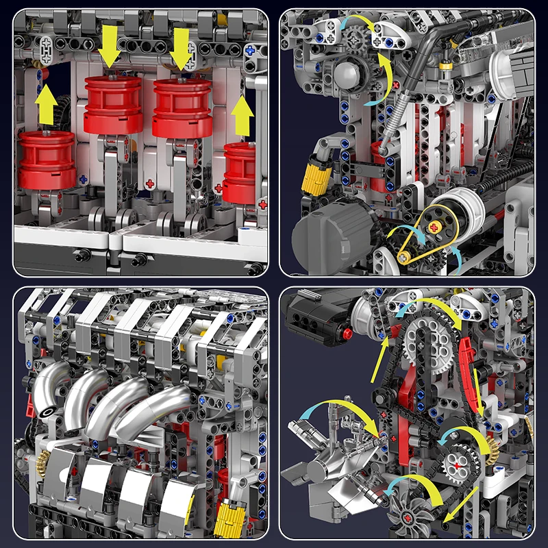 Mould King 10225 - Kit motore V8, mattoncini da costruzione per auto, con motore di simulazione per adulti (2718 pezzi