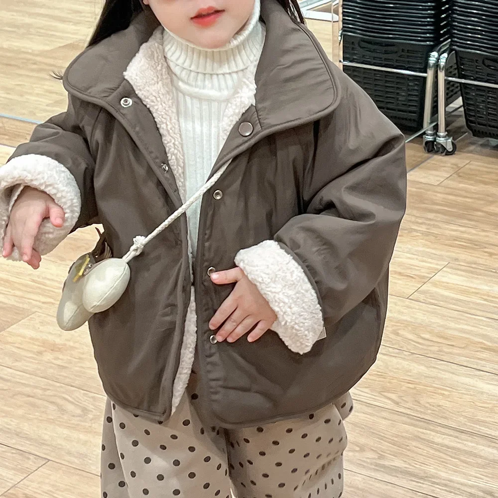 

2023 Winter Children's Wear New Children's Cotton Jacket Korean Fashion Girls Wear Warm Cotton Clothes on Both Sides
