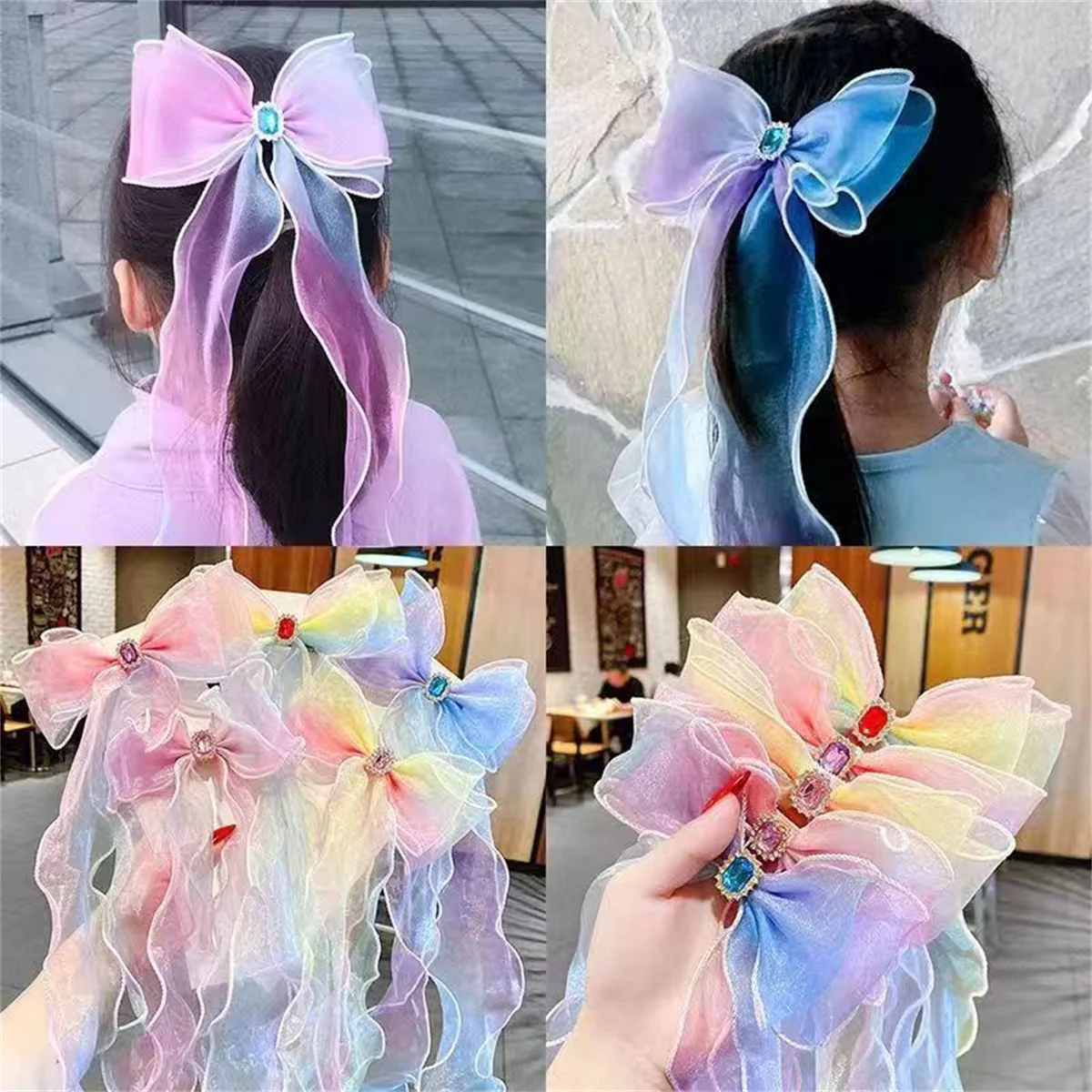 5 Styles Large Ribbon Headband Princess Girl Imitation Pearl Bow Tie Braided Hair Accessories