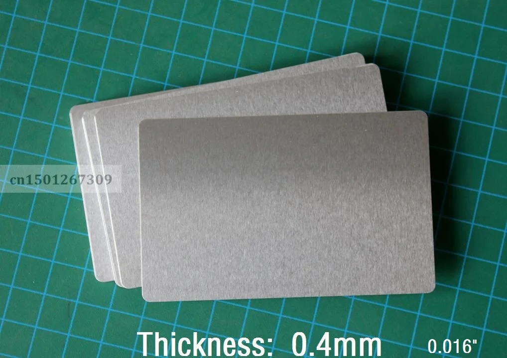 0.4mm Thickness Silver Metal Aluminum Business Cards For Laser Engraving-10/20/50 You Pick