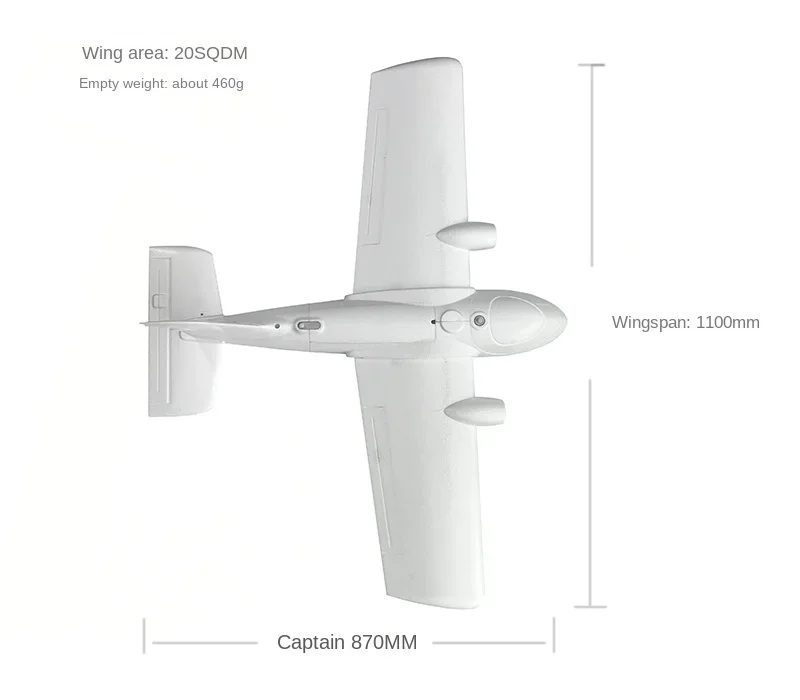 1.1-meter model fixed wing dual engine portable remote