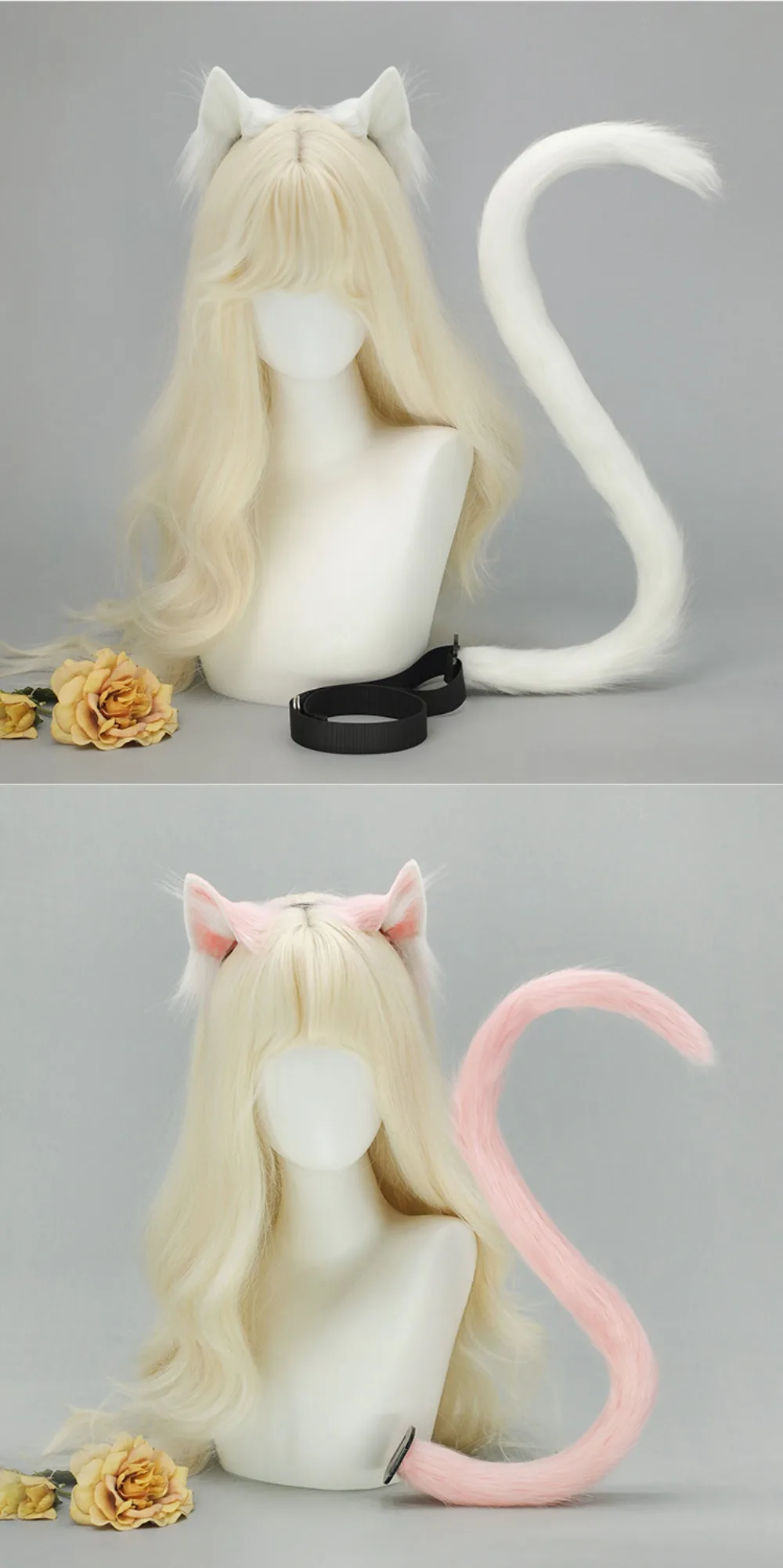 Neues Realistisches Katzenohren-Stirnband Handgefertigtes Lolita Katzenschwanz-Set Plüsch-Haarband Kopfschmuck – Detail 5