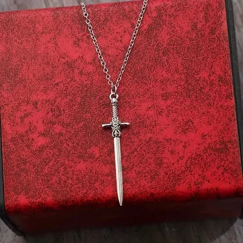 [One Retro Sword Pendant] Retro Sword Pendant Necklace, Punk Style Cross Zinc Alloy Pendant Necklace for Women And Men 1