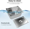 Commercial Grade Stainless Steel 2 Sections 19 Qt Bain Marie Buffet Food Warmer Steam Table with Temperature Control, Lid and Wa 5
