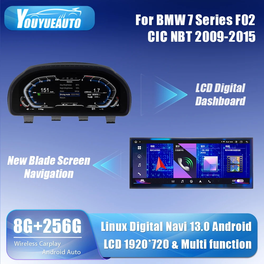 LCD Digital Dashboard ClusterFor BMW F02 09-12ys CIC 13-15ys NBT Panel Cockpit Voor Car Navigation Radio Android 13.0 Player