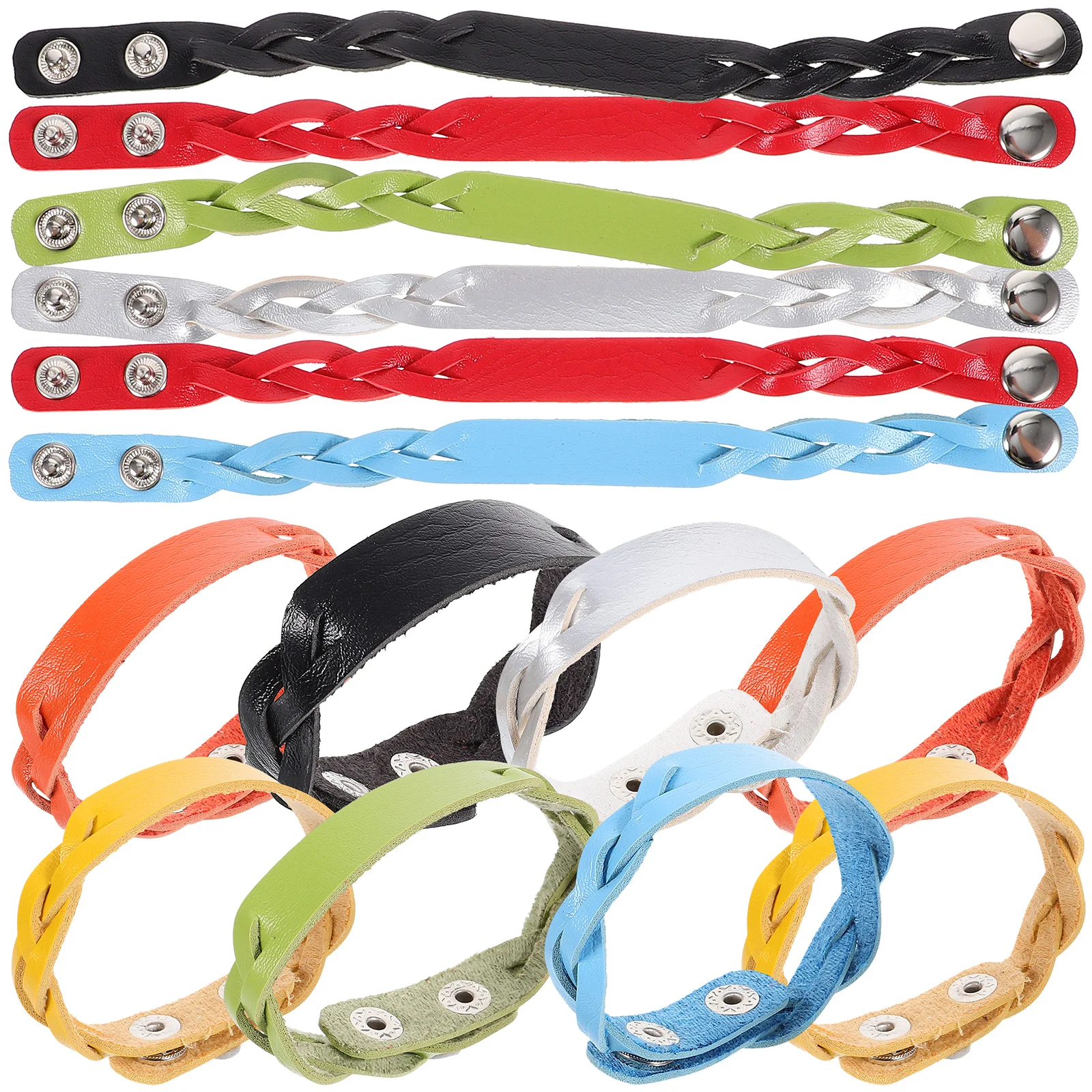 

14Pcs Braid Bracelet Wrist Band Adjustable Bracelet Colored Blank Bracelets Engraving Bracelets