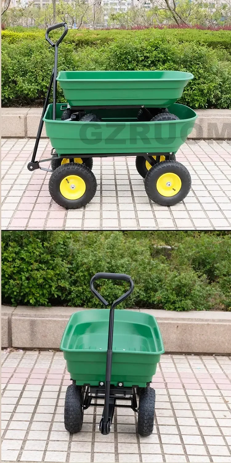 75kg Capacity Garden Cart Heavy Duty Utility Lawn Yard Dump Cart Wagon Carrier w