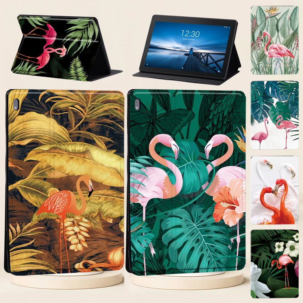 Custodia Per Tablet Lenovo Tab M10 X605F X505F/Tab E10 Tb-X104F/Tab M10 Plus X606F/M10 Hd X306F X306X/Tab M7/M8 Flamingo Print Cover
