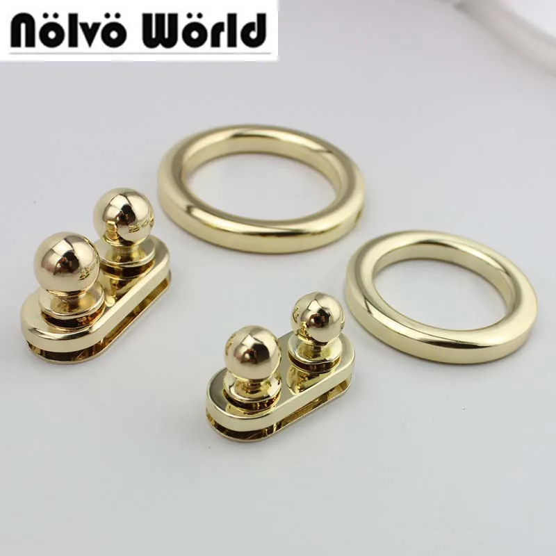 

20sets Light Gold Purse Handmade Twist Turn Lock Purse Bag Handbag Clasps fashion shape o ring Locks