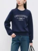ZIQIAO Women Sweatshirts Letter Print Retro Casual Female Grey Pullover Sweatshirt Drop Sleeve Navy Blue Winter Tops 24ZQ94295 3