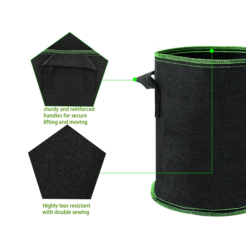 2/3/5/7/10 Gallon Breathable Plant Grow Bags Breathable Felt Fabric Pots Garden Tool Flower Planting Container Nursery Pots Bag