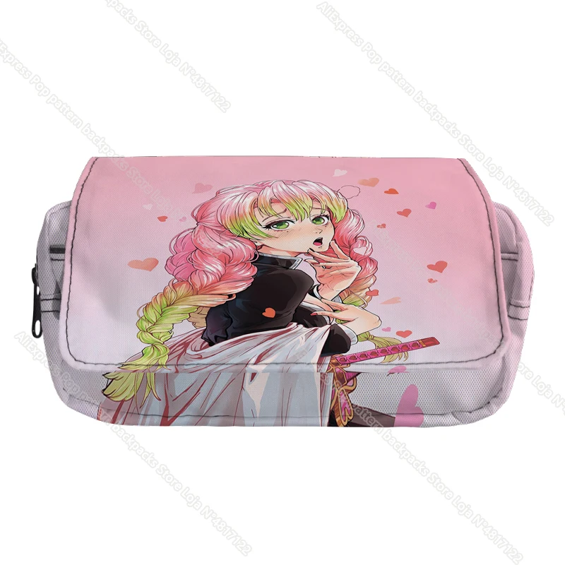 Demon Slayer Pencil Case Kimetsu No Yaiba Pencilcases Large School Pencil Bags Nezuko Inosuke Shinobu Girl Stationery Supplies 3