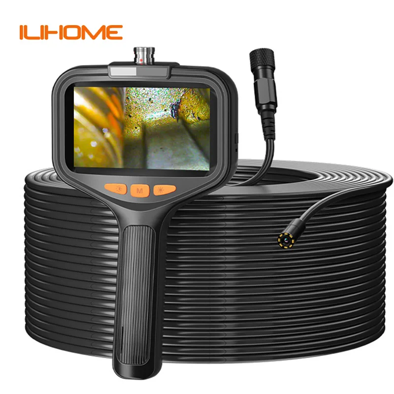 blayram Endoscoopcamera met licht, 8 mm, IP67 waterdichte endoscoop, 4,3 inch IPS-scherm, inspectiecamera, 1080p HD, buiscamera met instelbare leds, 5 m halfstijve kabel