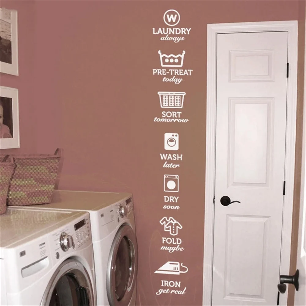 

The rules of laundry decals, laundry tag stickers pattern,Wash Dry Fold Iron Laundry Room Vinyl Wall Quote Sticker Decal