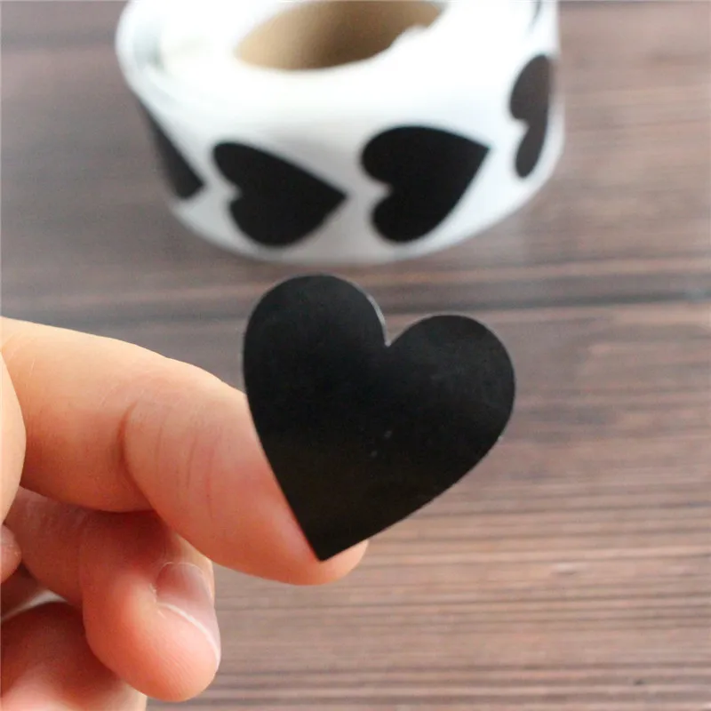 500 Pcs Heart Stickers Black And Pink Seal Labels Christmas Gift Package Decoration Sticker Envelop Seals Decorative Stickers Diy Scrapbooking Accessories