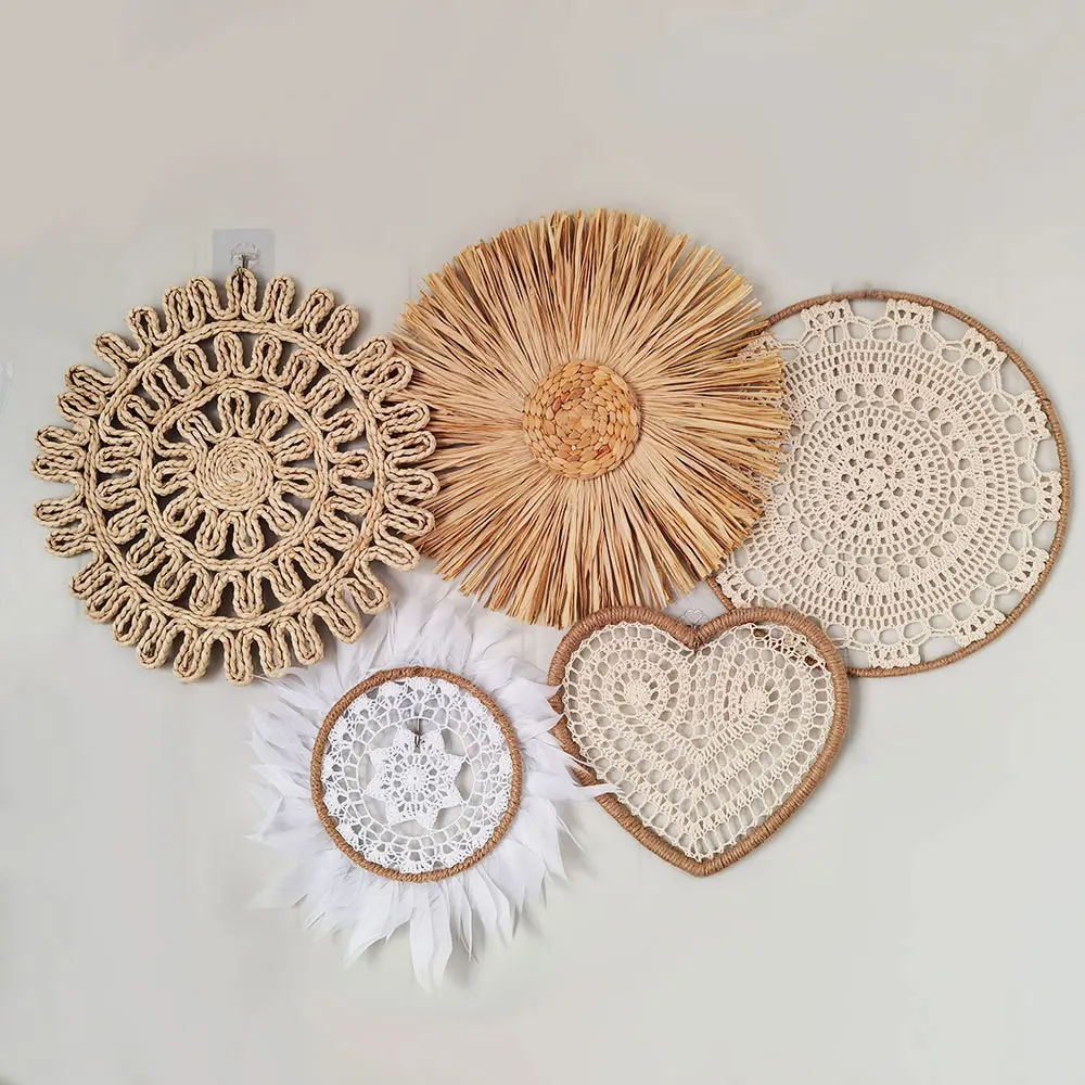 Nordic Style handmade pendant wall decoration wall painting Scandinavian Handmade Rattan Wall Hanging Rattan Wall Decor
