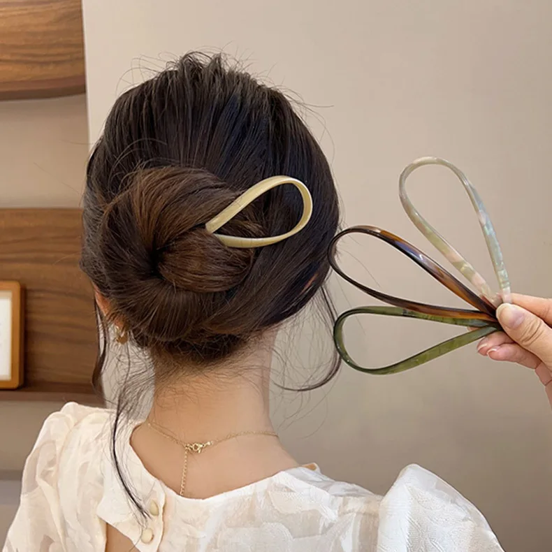 Hair Scrunchies Accesorios Mujer Korean U-Shaped Acetate Solid Color Hair Sticks Fashion Hairpins Ladies Headwear Free Shipping