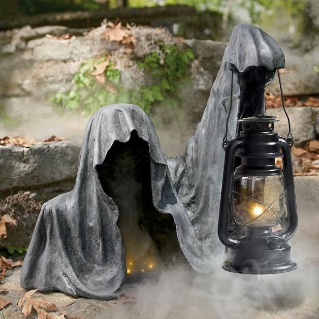 Faceless Ghost Statue Halloween Lantern Hell God Of Death Resin