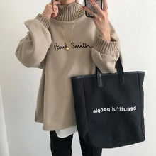 

Women Hoodie Sweater Patchwork Letter Print 2022 Spring Ladies High Neck Pullover 2022 New Japanese Style Casual Sweatshirt