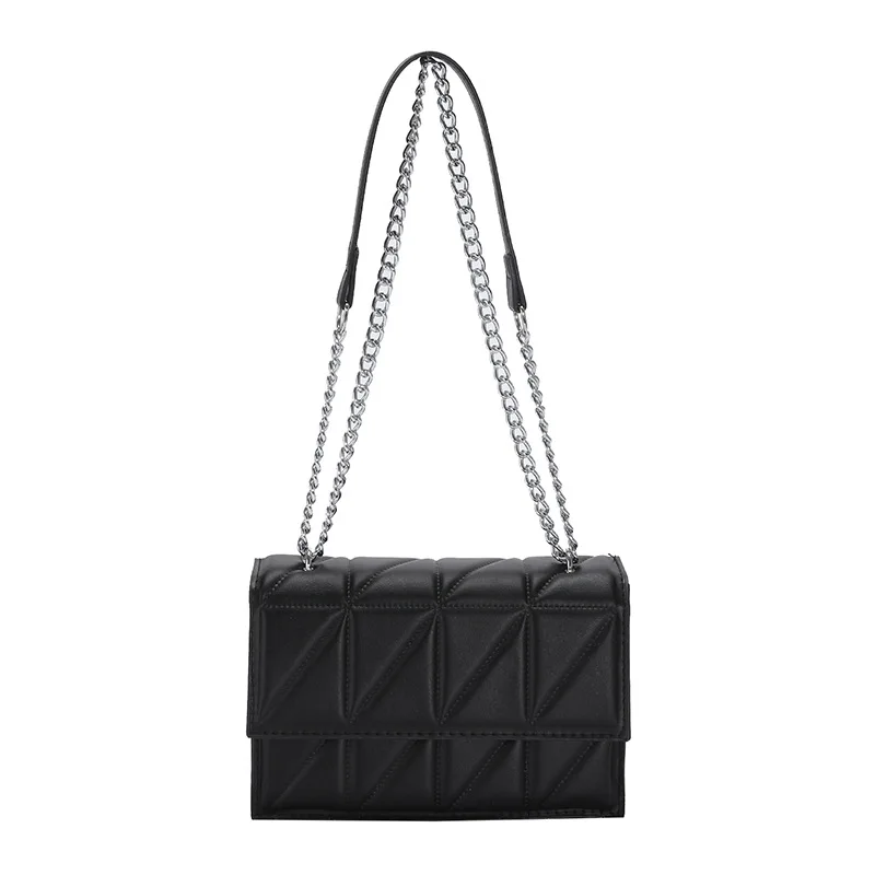2024 New Korean Style Fashionable Rhombus Chain Embroidery Line Small Square Bag Mini Crossbody Shoulder Bags for Women