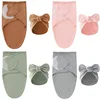 Love Heart Baby Blanket Bows Hat Set Cotton Newborn Swaddle Solid Color Infant Sleeping Swaddle Wraps for All Seasons New 0-24M 1