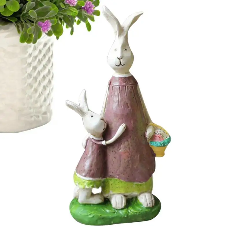 

Easter Bunny Rabbits Doll Figurines Joyful Easter Garden Statues Home Decoration With Basket Egg Dropshipping Wholesale