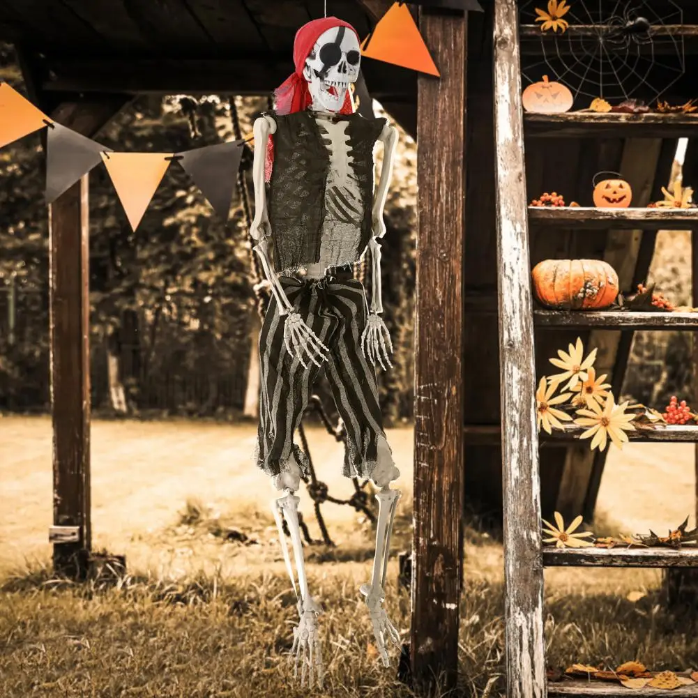165cm Plastic Skeleton Life Size Imitation Full Body Realistic Bones With Posable Joints Pirate Styling Halloween Pose Decor