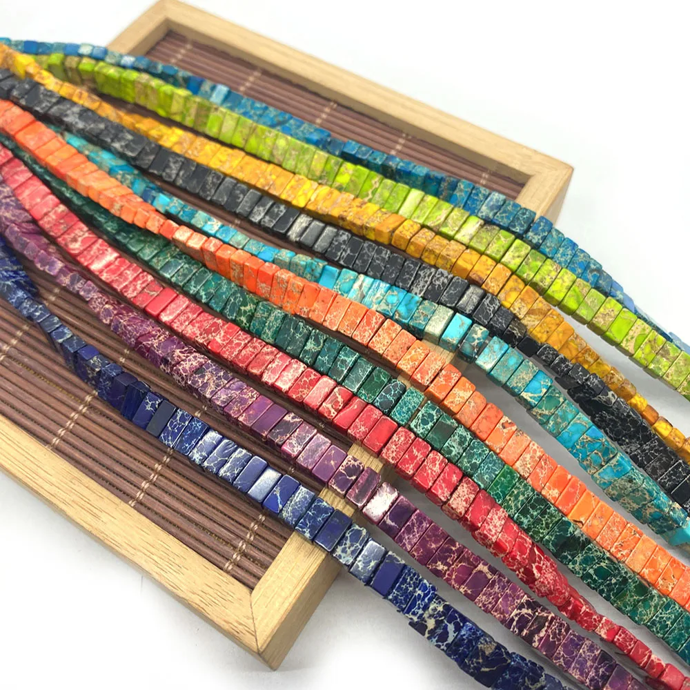 

Blue Volcanic Stone Emperor Stone Loose Beads Natural Stone for Jewelry Making DIY Bracelet Handmade Rectangle Accessories
