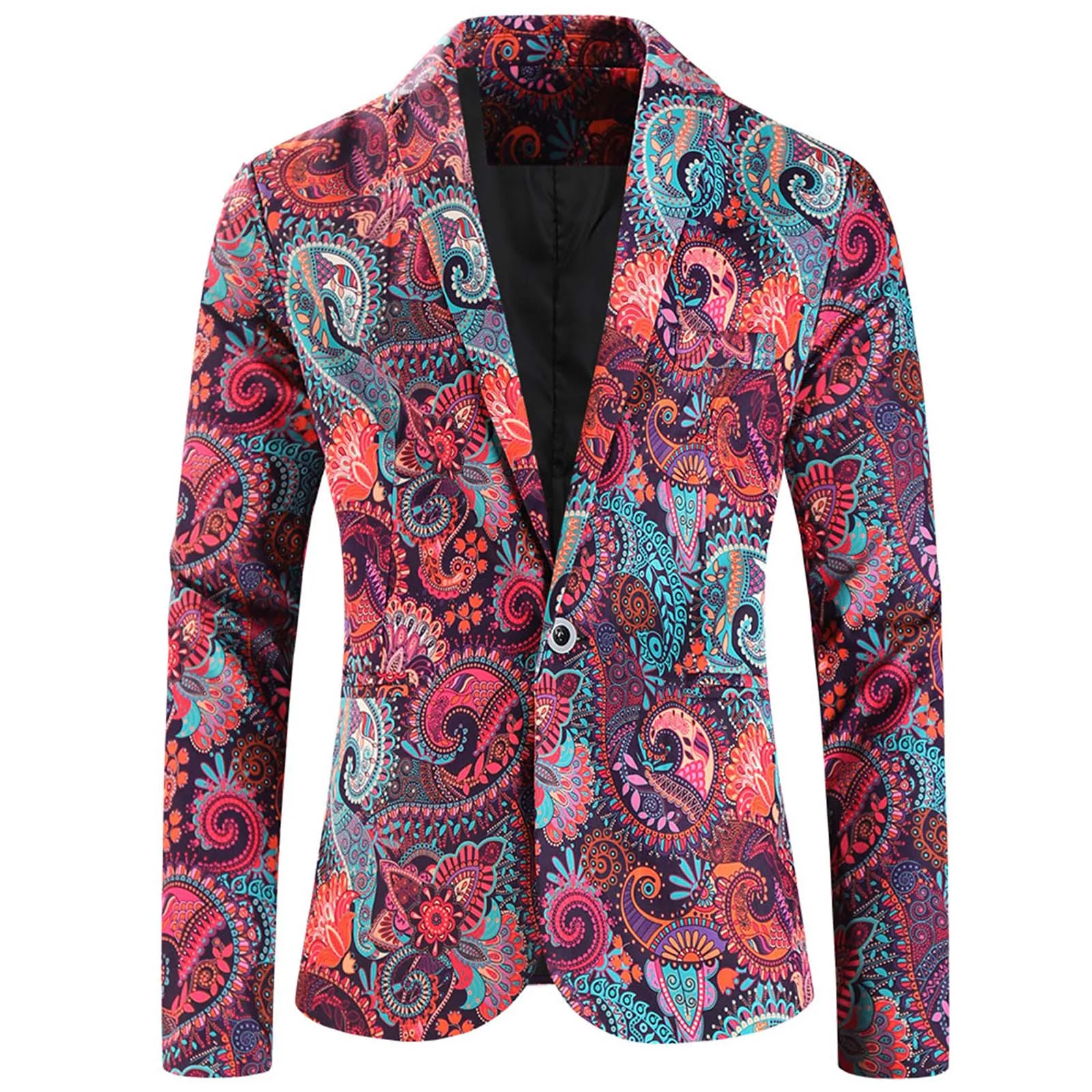 S7bf2afee4bdd4827abee99617162bc1by Men's Printed Blazer Coat Slim Fit Long Sleeve Casual Business Jacket
