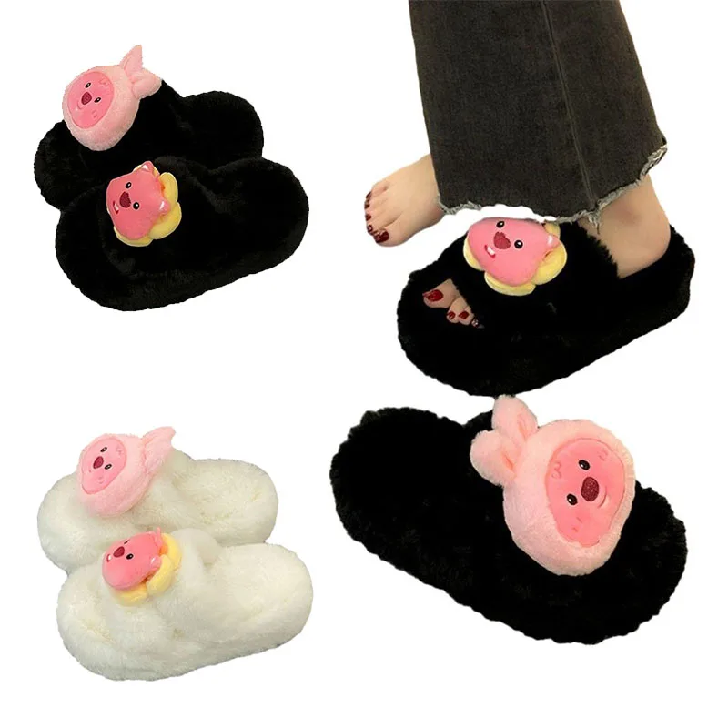 

Kawaii Japanese Cartoon Anime Loopy Fashionable Versatile Plush Slippers Girl with Good Looks Hot Girl Wearing Warm Slippers
