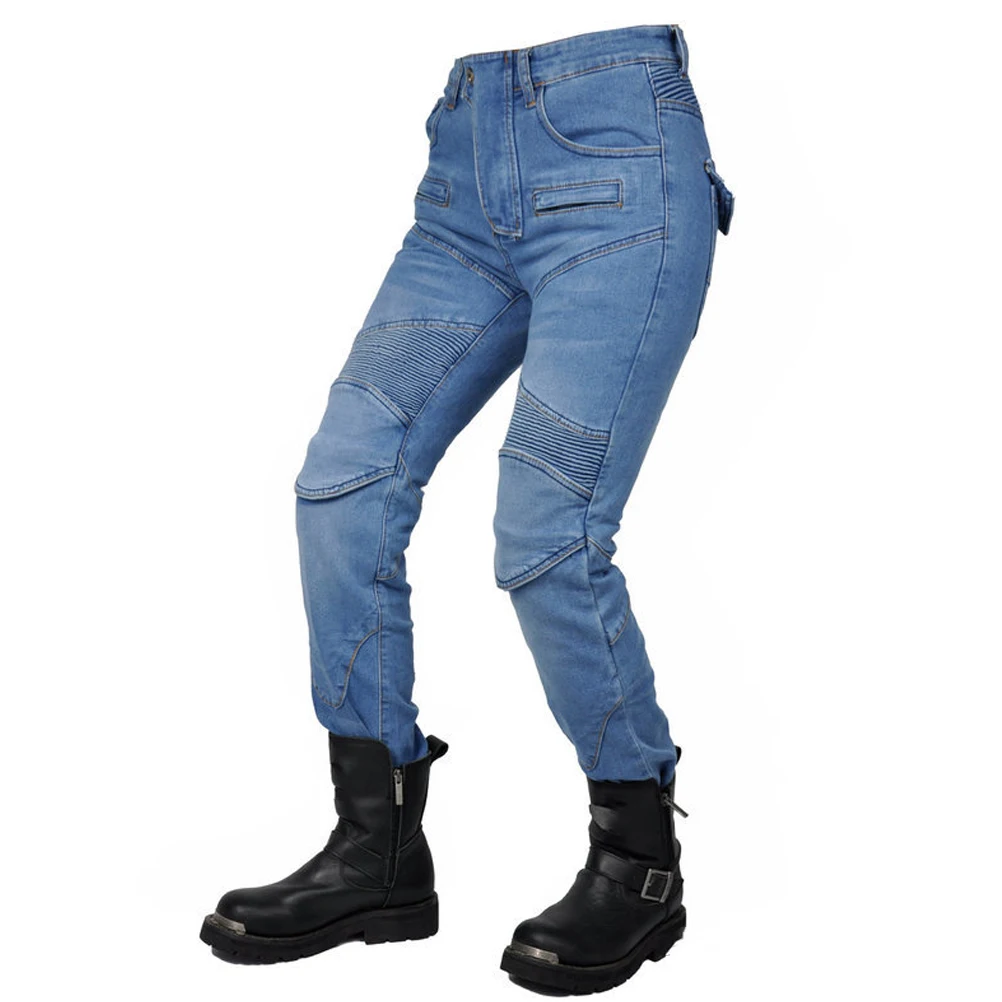 여성용 오토바이 라이딩 팬츠, 4중 업그레이드 CE 아머 무릎 및 엉덩이 보호대, 모터바이크 사이클링 바지, 모토크로스 레이싱 진 데님