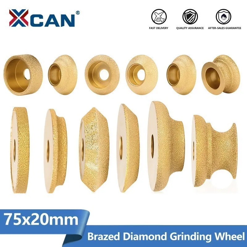 XCAN Trockenen Vakuum Gelötete Diamant Schleifen Rad Rand Profil Schleifen Disc für Winkel Grinder Bohrung 20mm Durchmesser 3 zoll/75mm