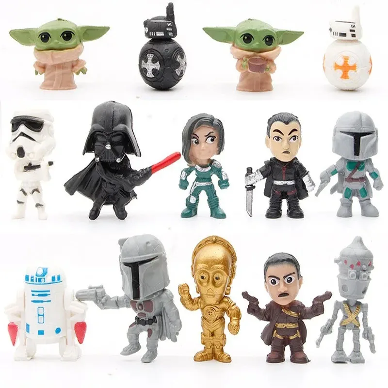 14 Pz/Lotto Anime Star Wars The Force Awakes Yoda Master Bb8 Bb9E Robot Clone Troopers Figura Modello Da Collezione Giocattoli Hobby Regalo