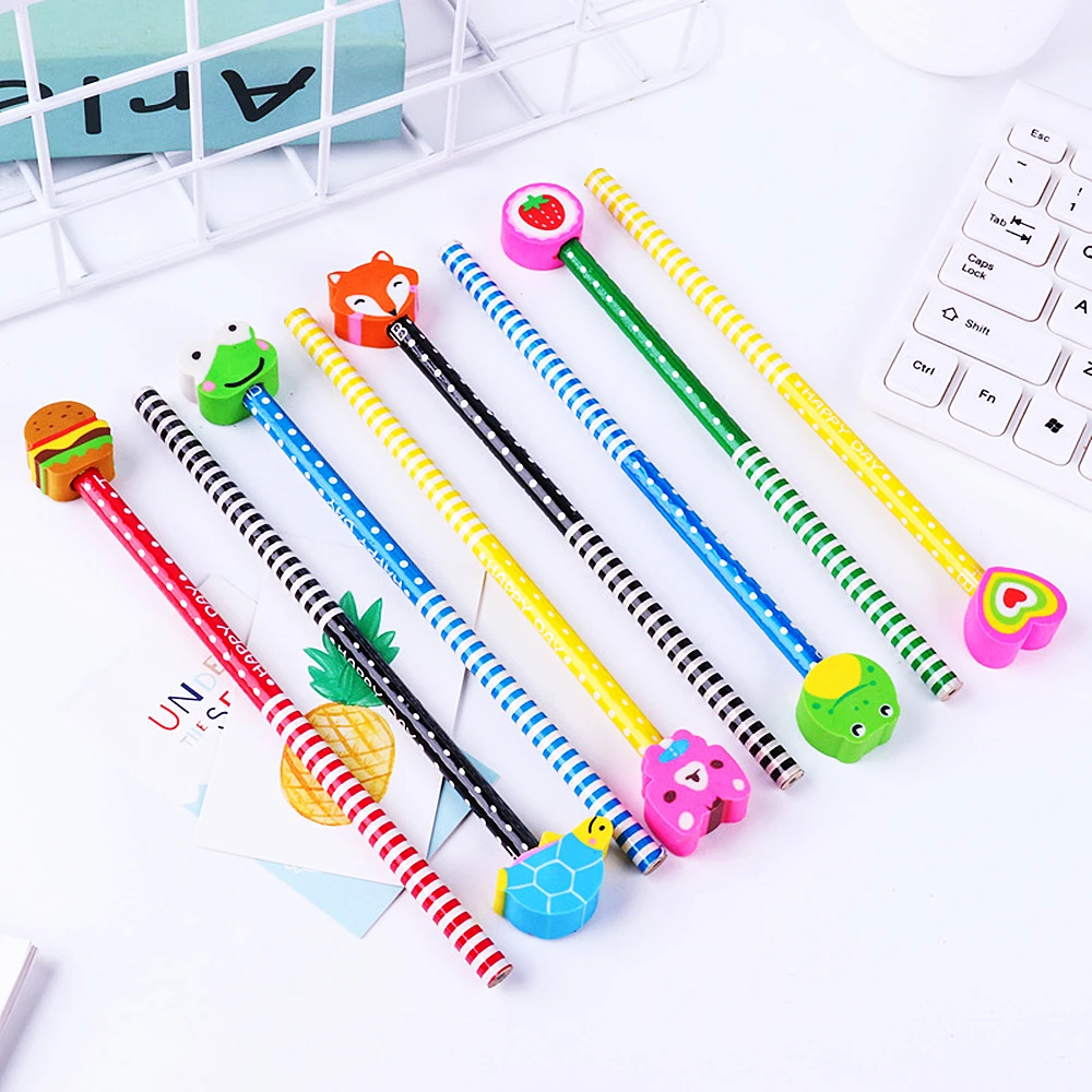 20 Stück 19 cm niedlicher Cartoon mit Radiergummi, Bleistift, Kindergeburtstag, Schule, Junge, Mädchen, Geschenk, Kindergarten, Schule, Preis, Geschenkpaket – Detail 6