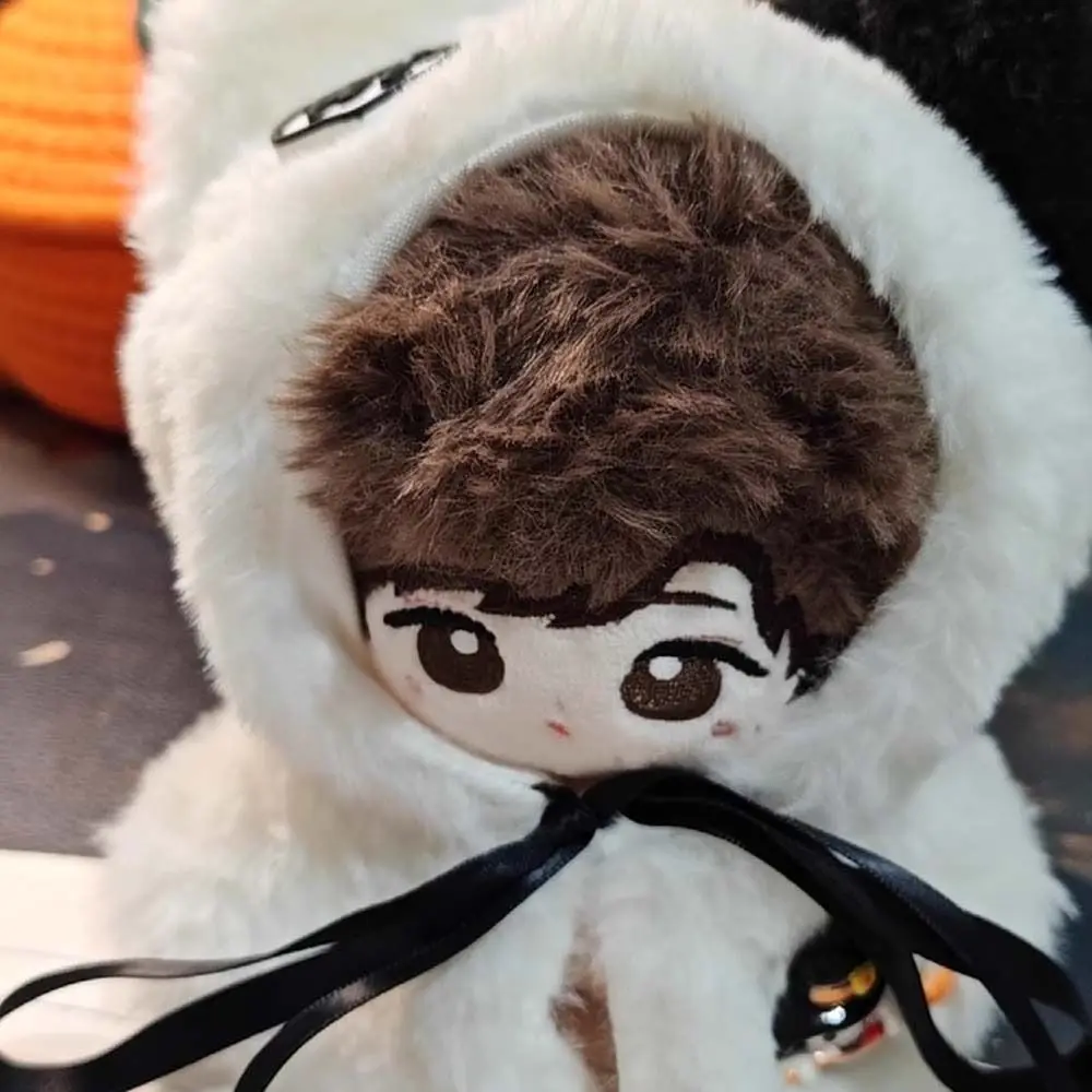 10cm Doll Clothes Cloak Black White Cotton Doll Clothes Plush Small Hallowmas Cloak Birthday Gift Outfit Dress Up Hat Cloak