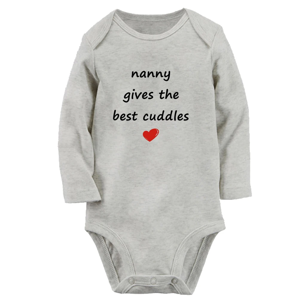 Nanny Gives The Best Cuddles Fun Baby Bodysuit Cute Boys Girls Rompers Infant Long Sleeves Jumpsuit Newborn Soft Clothes 3
