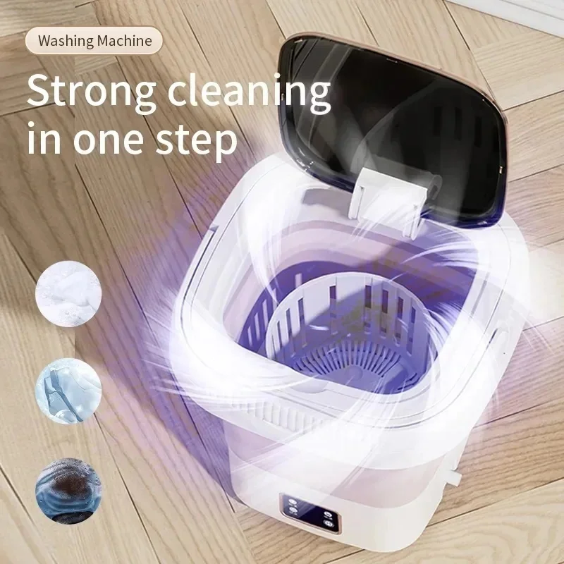 100V-240V 9L Folding Washing Machine Household Underwear Socks Children Clothing Washing And Stripping Integrated Mini Portable