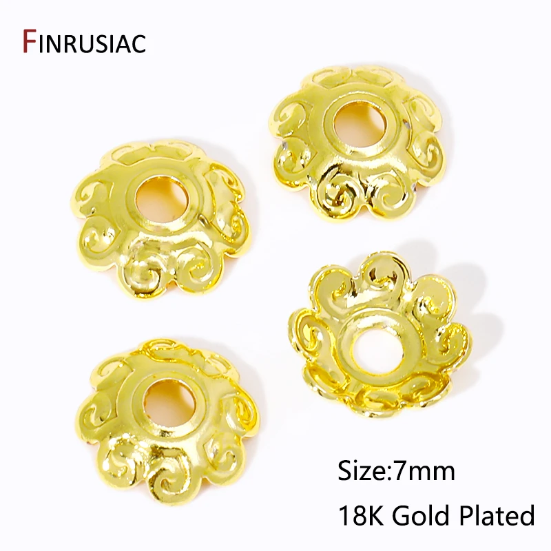 14 Karat/18 Karat vergoldet Messing Blume/Stern Perle End kappen für DIY Perlen Schmuck machen Ergebnisse Handarbeiten DIY Zubehör Großhandel – Detail 8