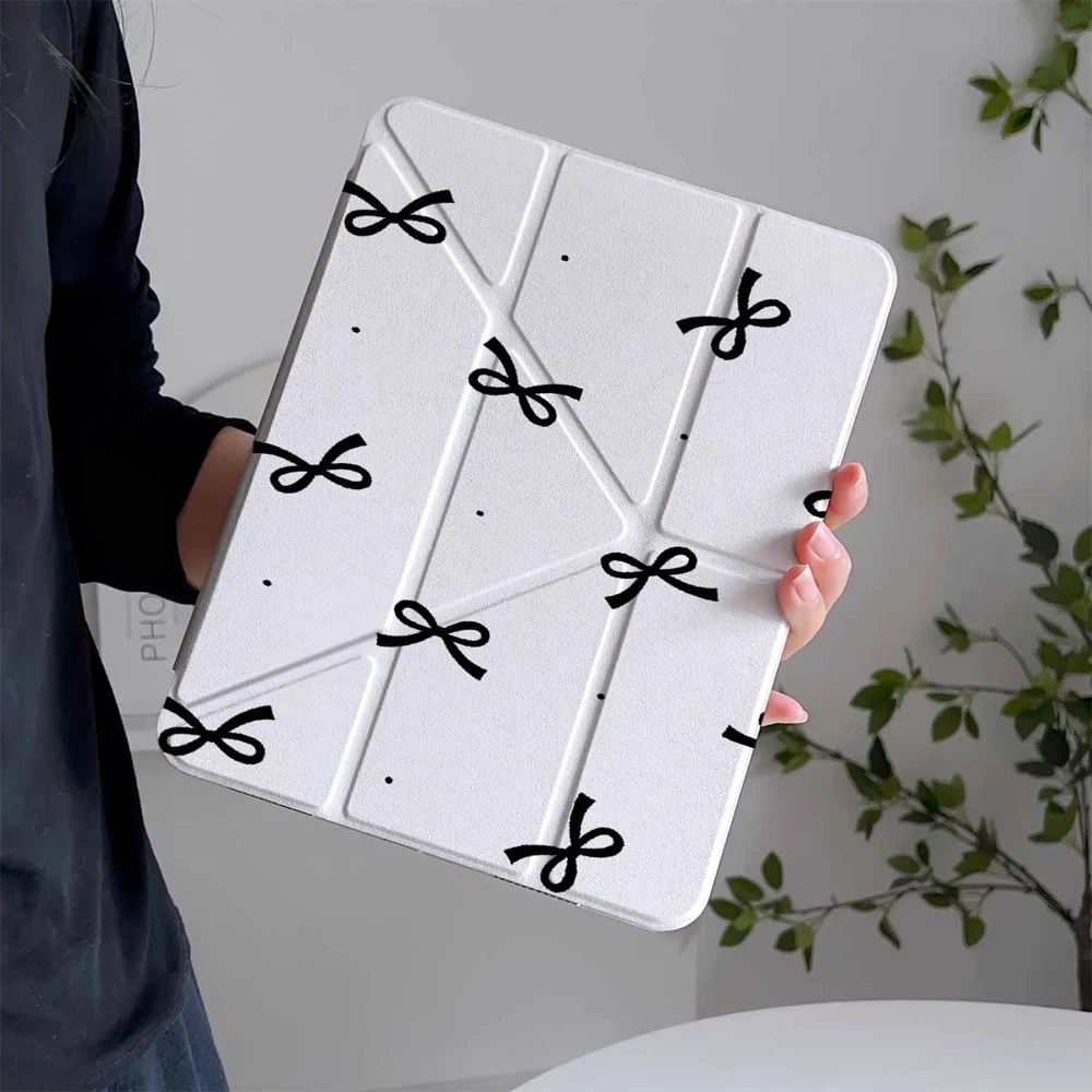 Elegant Black Bow Tablet Case with Pen Slot - Protective Cover