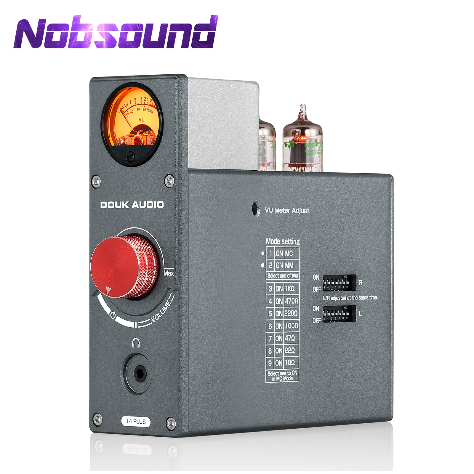 Nobsound 5725 Valve Tube Phono Stage Preamp Stereo Audio Preamp for TV/MP3/Phone Headphone Amp w/VU Meter