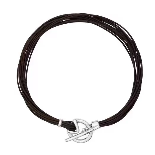 New Stainless steel alloy Silver Color leather Necklace Can Be Given As A Gift To Women with Free Wholesale Shipping