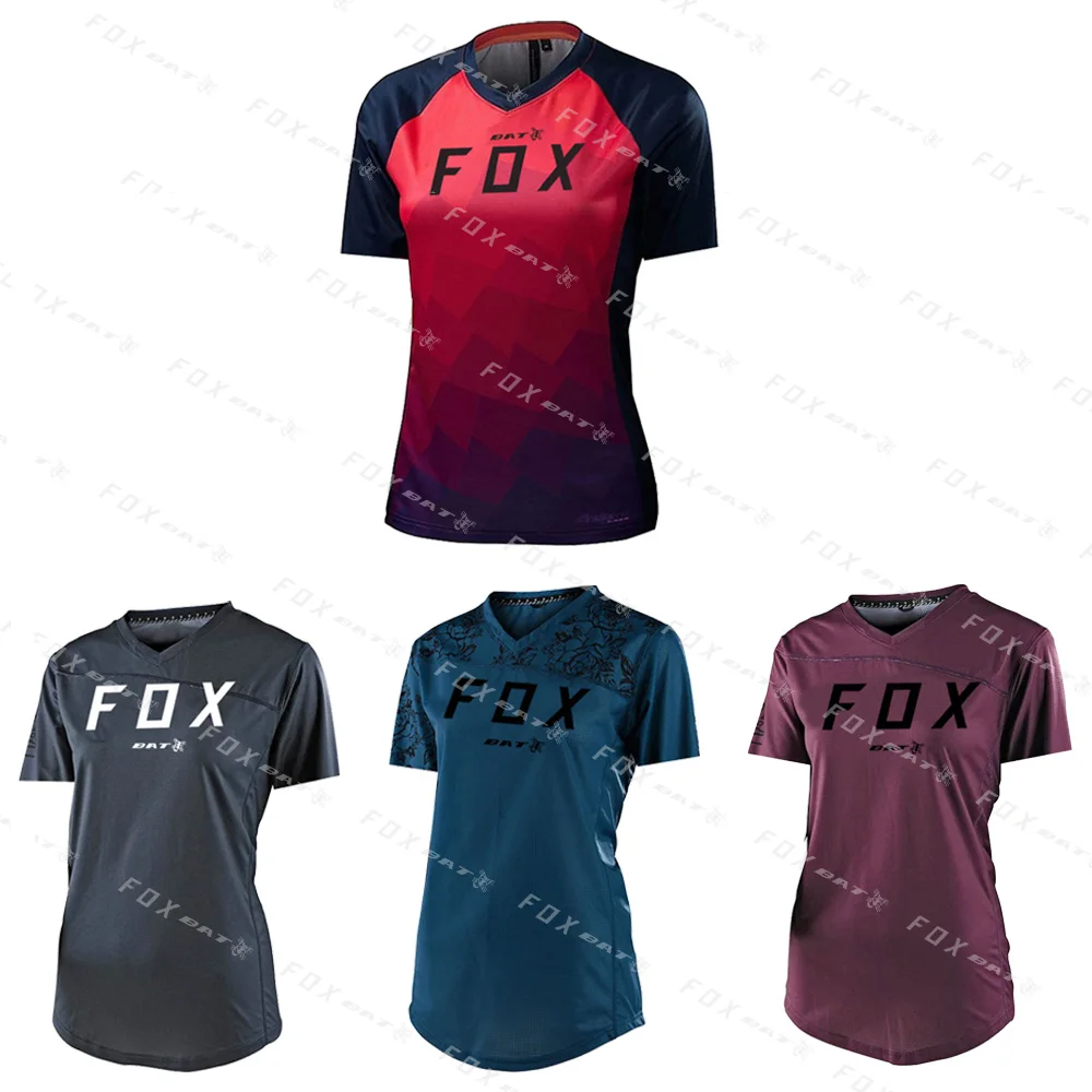 

Woman Cycling Downhill Jersey Motocross Mountain Enduro Bike Clothing Bat Fox Mountain Bike MTB Shirts Offroad DH MTB T-Shirts