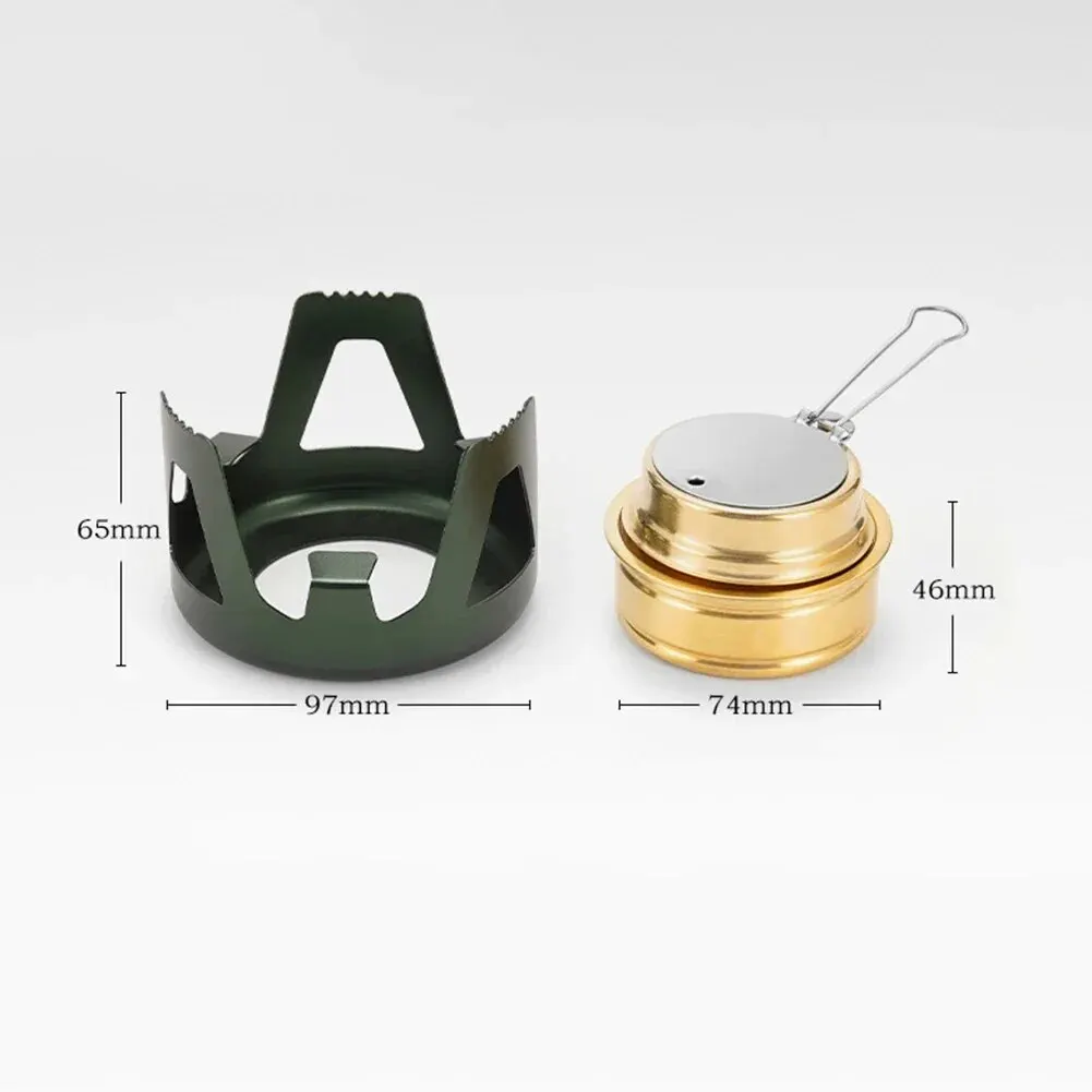 Camping Gas Stove Portable Mini Alcohol Burner Adjustable Firepower Aluminum Alloy Bracket Ultralight Brass