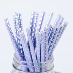 25Pcs Paper Mermaids Straw Birthday Party Drinking Disposable Straws For Under the Sea Paper Party Festive Event Supplies